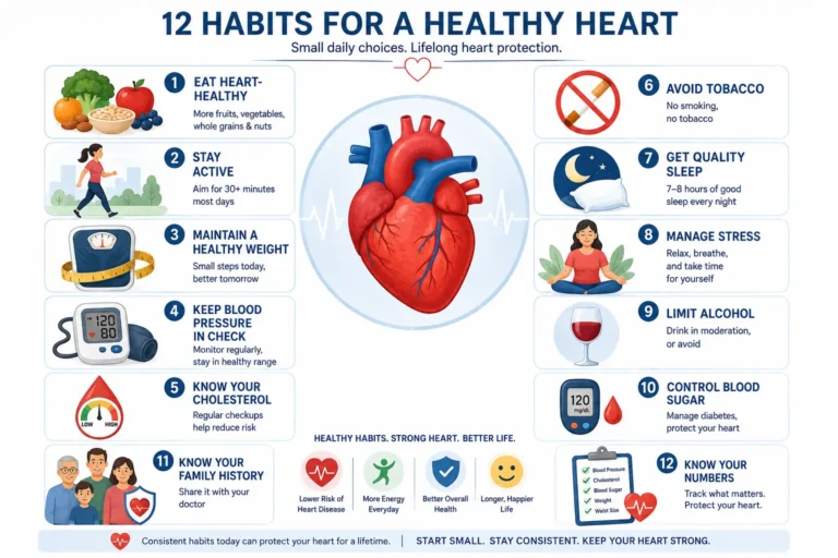 12 healthy heart habits for lifelong heart health infographic